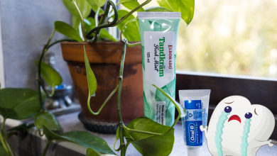 Tandkräm som ger problem i munnen. Oral-B Pro Expert och Eldorado Tandkräm Fresh Mint.