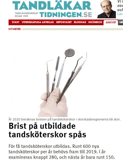 Utdrag från Tandläkartidningen. Klicka på bilden för att komma till artikeln.