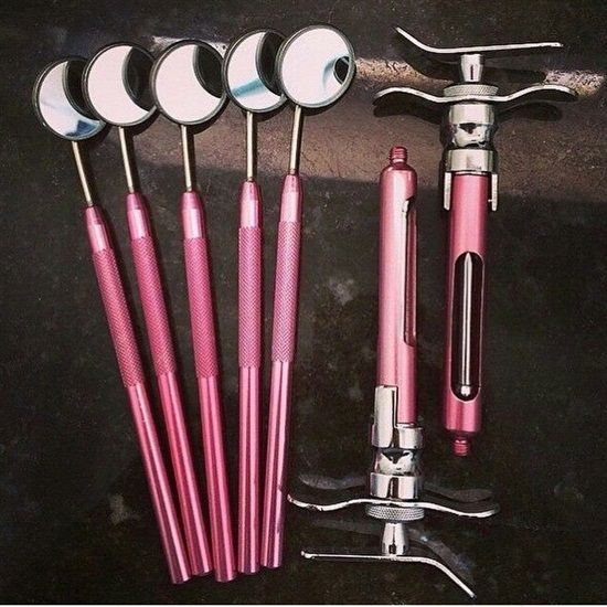 pink dental tools