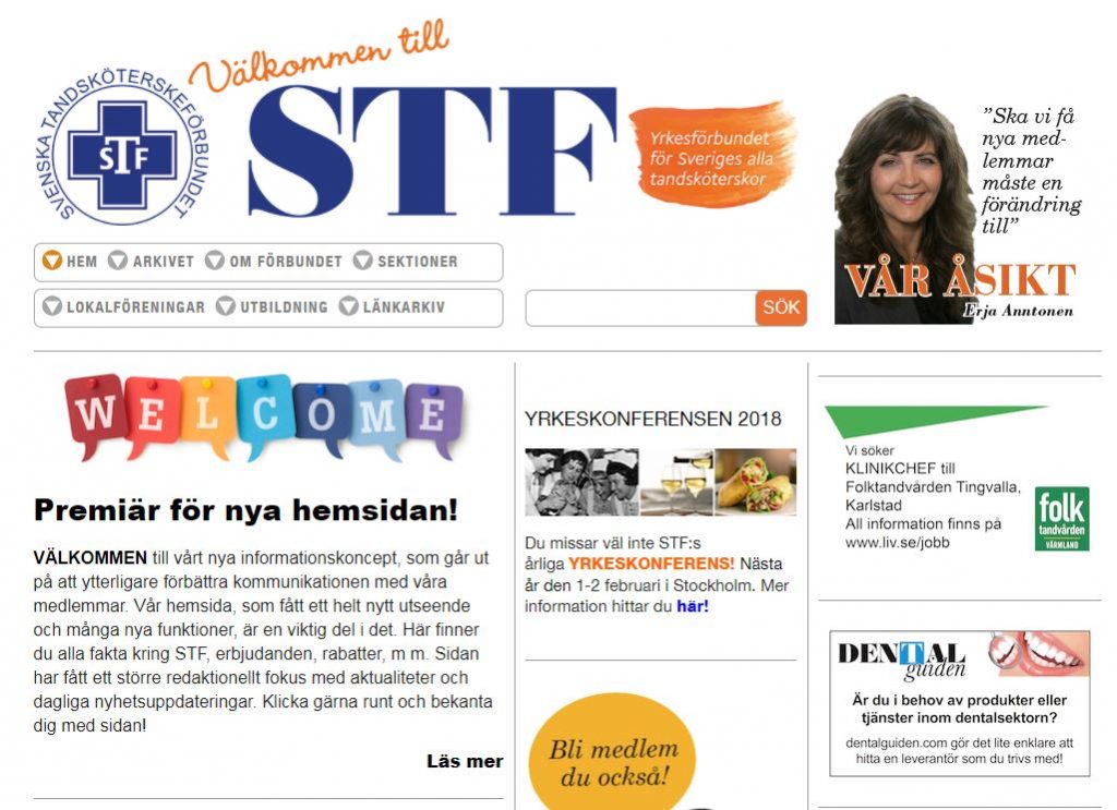 Svenska Tandsköterskeförbundet ny hemsida 2017