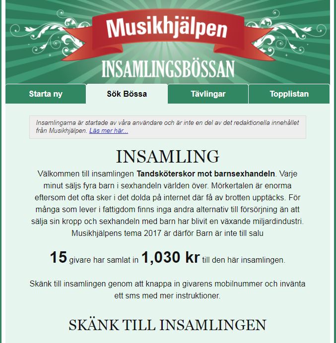 Musikhjälpen 2017 Tandsköterskor mot barnsexhandeln