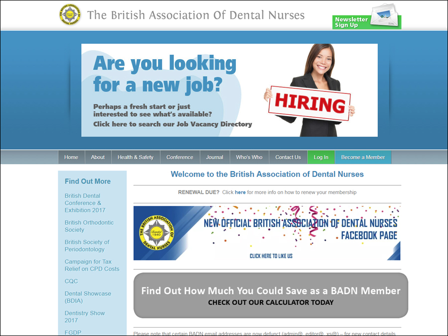 The British Association of Dental Nurses website