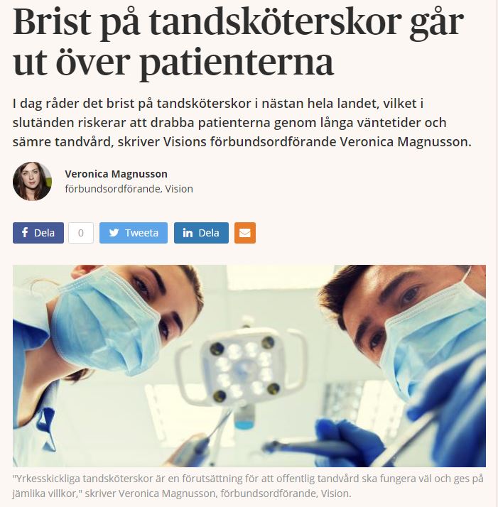 Dagens Samhälle - Brist på tandsköterskor går ut över patienterna