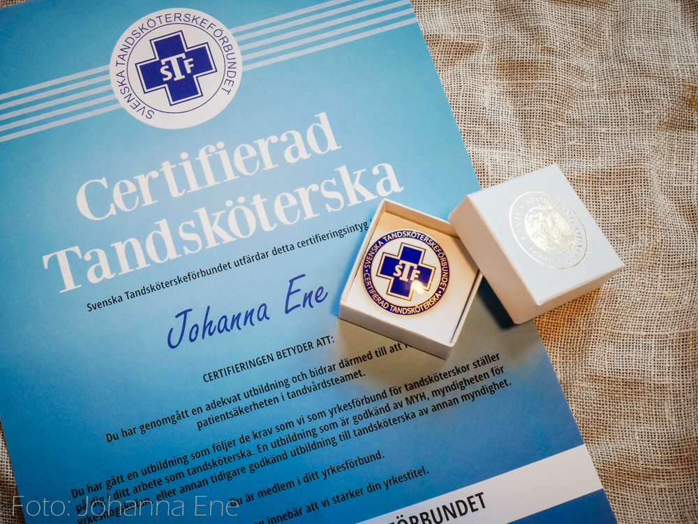 Certifierad tandsköterska Johanna Ene, 2020.