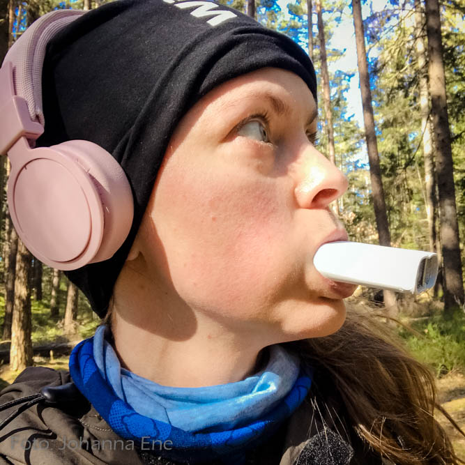 Lungplus för astma och löpning i kyla. Så här används den i munnen.