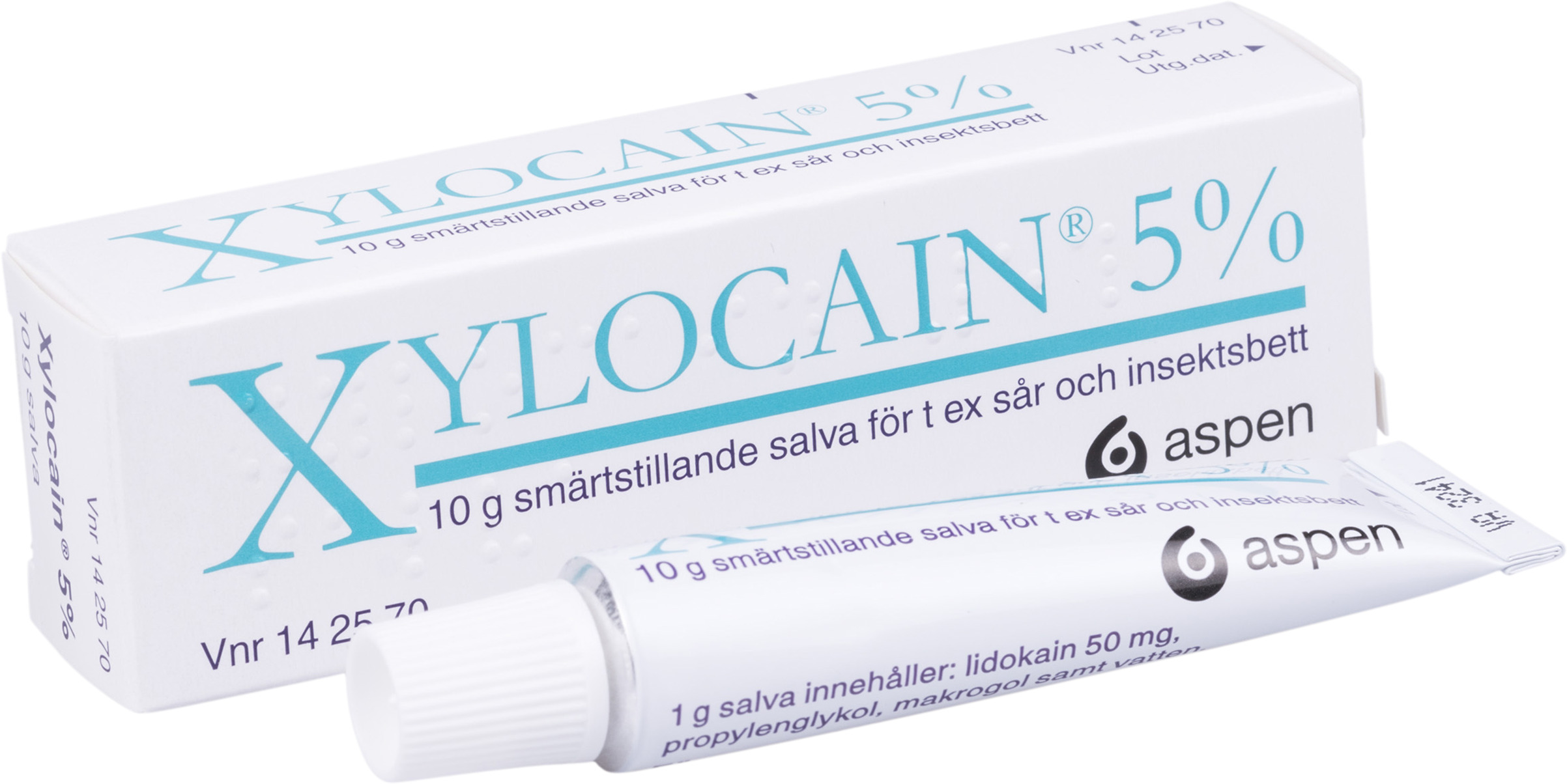 Xylocain för utvärtes bruk, t ex insektsbett och sår.